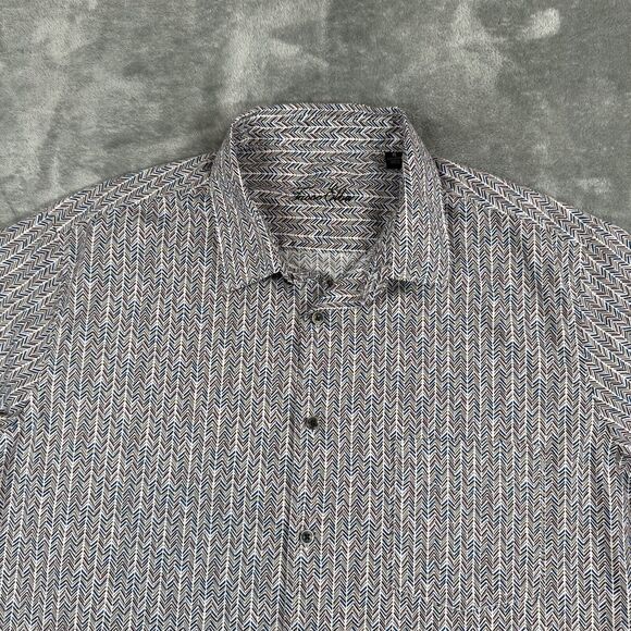 Tasso Elba Button Down Shirt Mens XL Khaki Marche Plaid And Tribal Lot Of 2 - Picture 12 of 16
